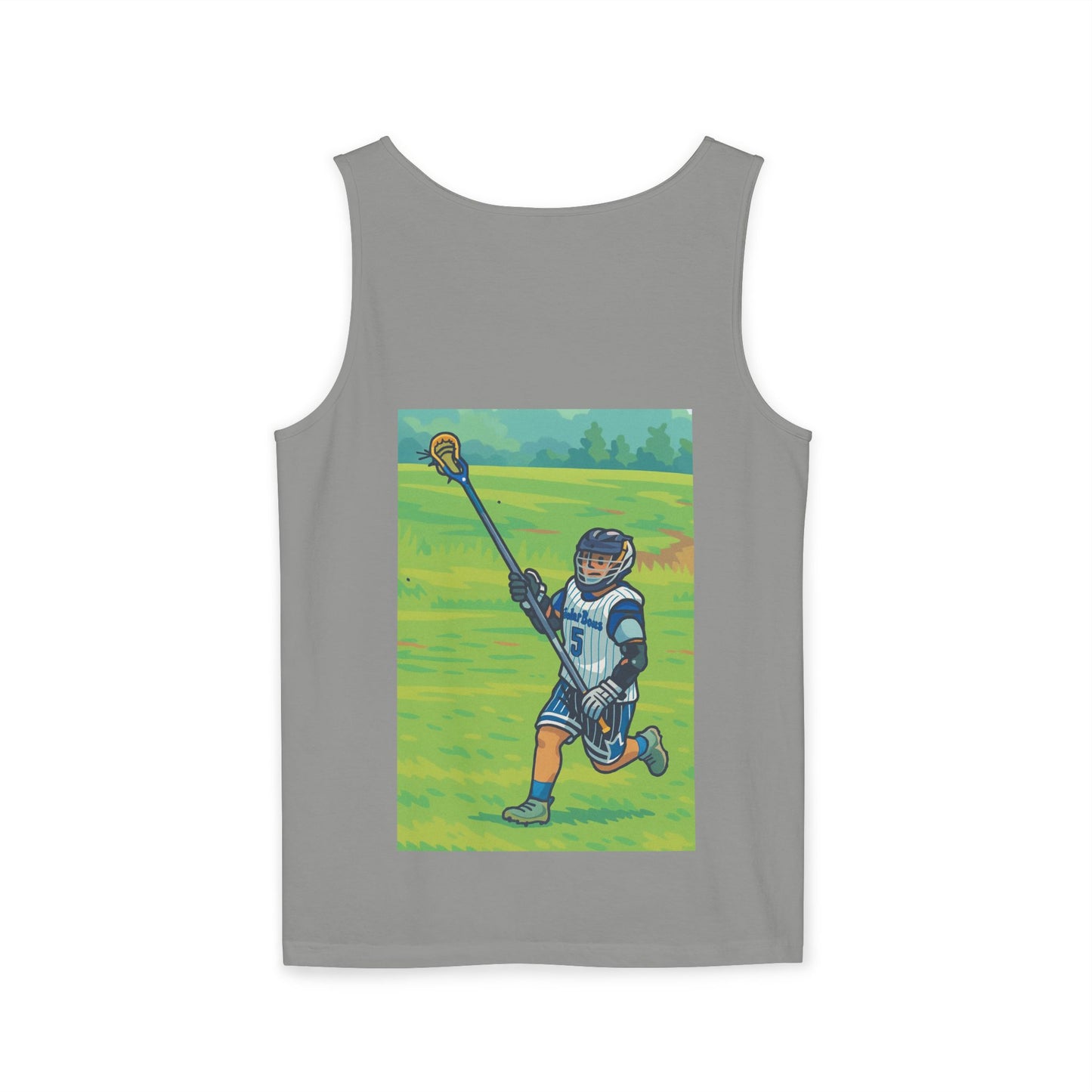 Men's Lacrosse-Themed Tank Top, Front & Back