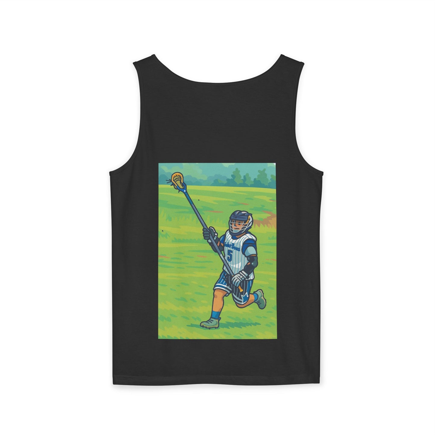 Men's Lacrosse-Themed Tank Top, Front & Back