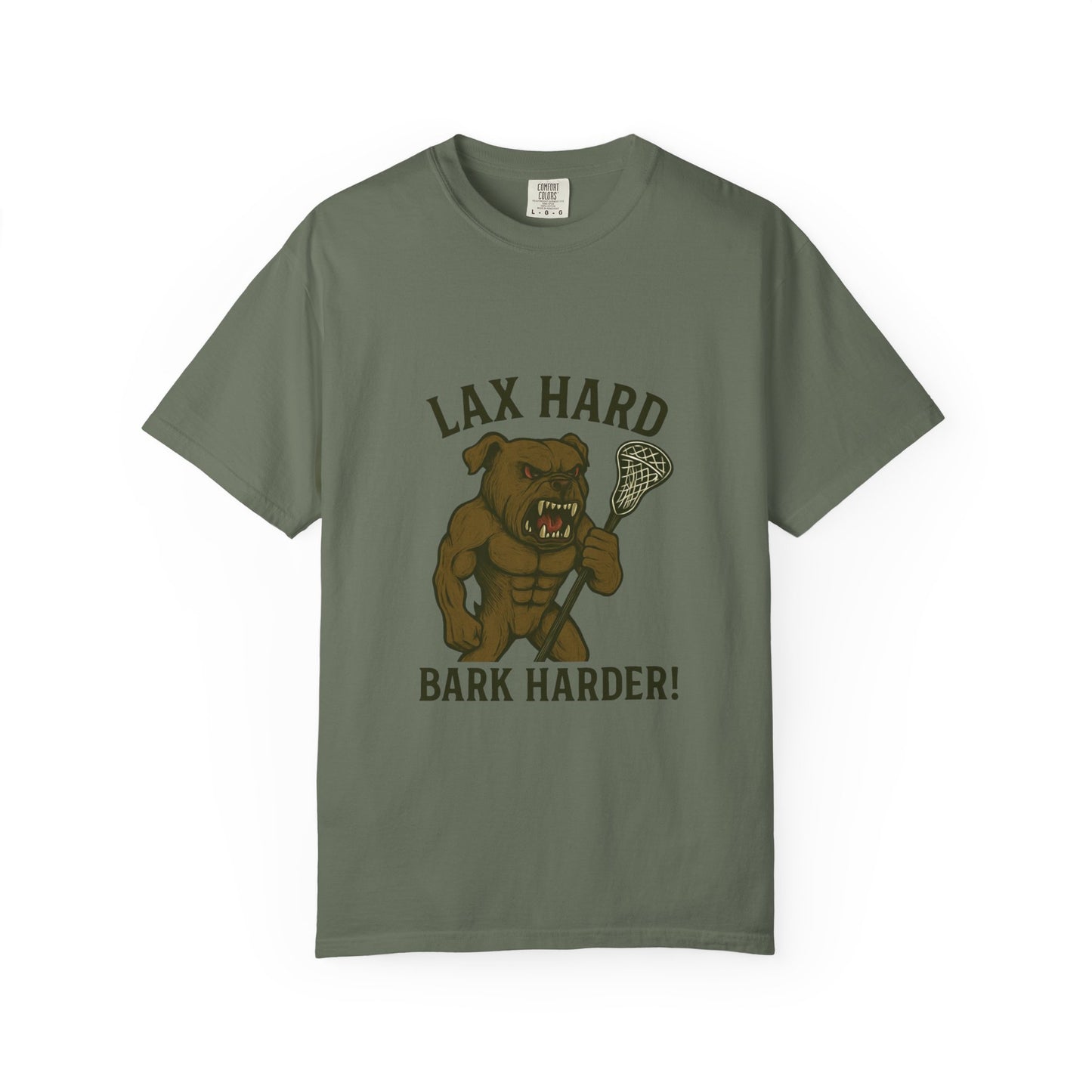 Men's T-Shirt- Lax Hard, Bark Harder