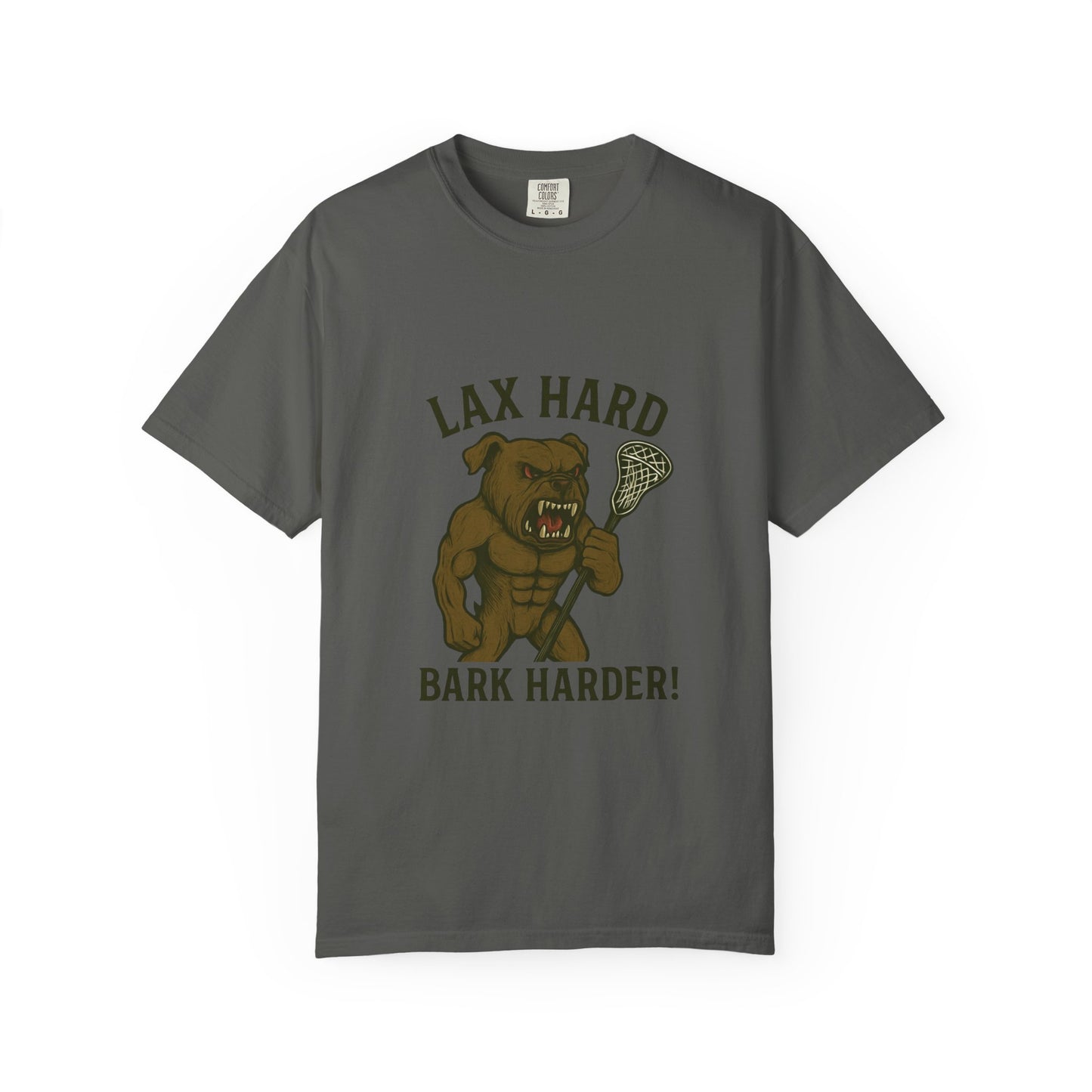 Men's T-Shirt- Lax Hard, Bark Harder