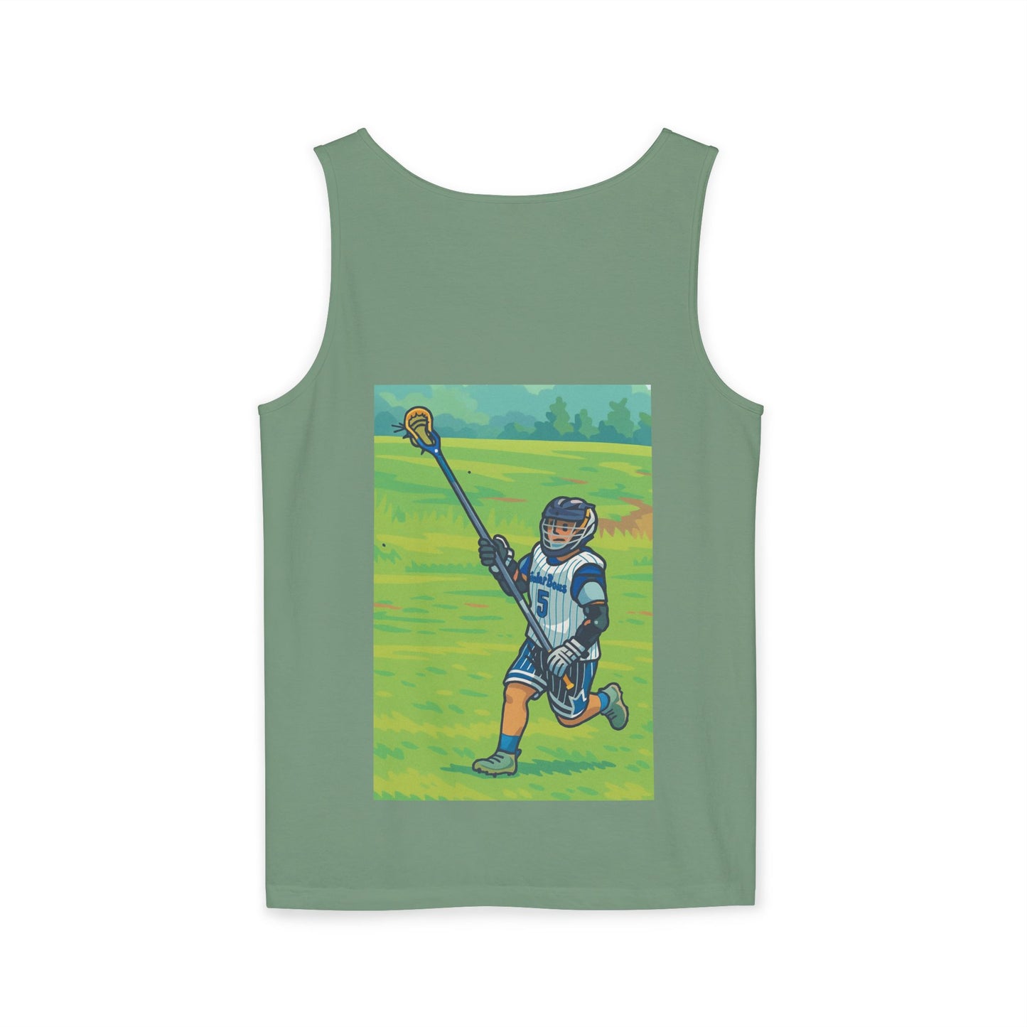 Men's Lacrosse-Themed Tank Top, Front & Back