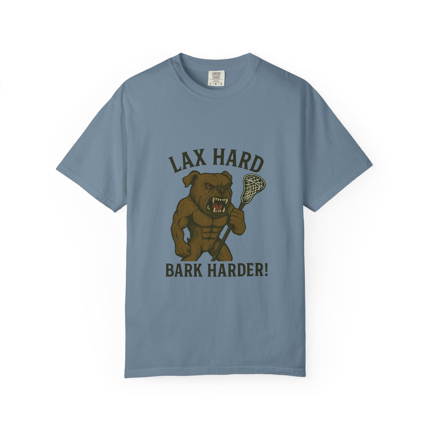 Men's T-Shirt- Lax Hard, Bark Harder