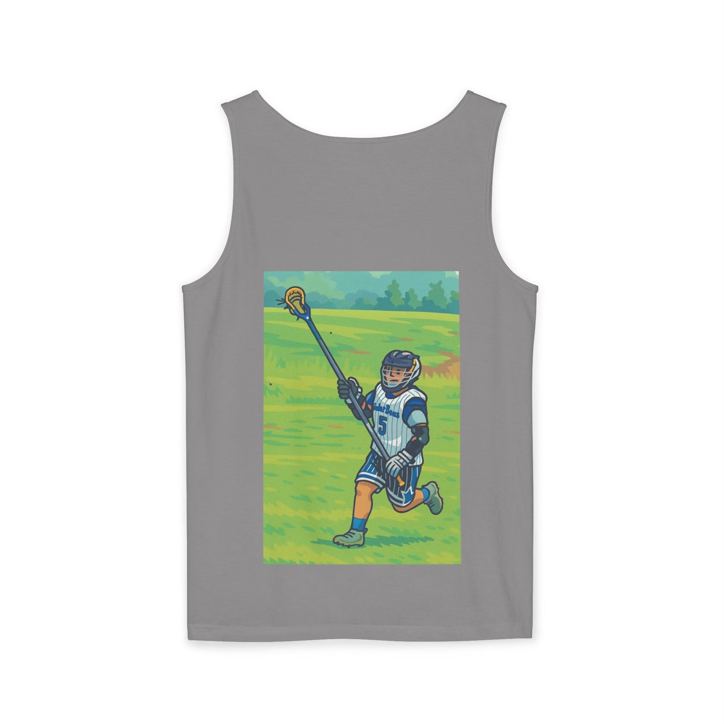Men's Lacrosse-Themed Tank Top, Front & Back