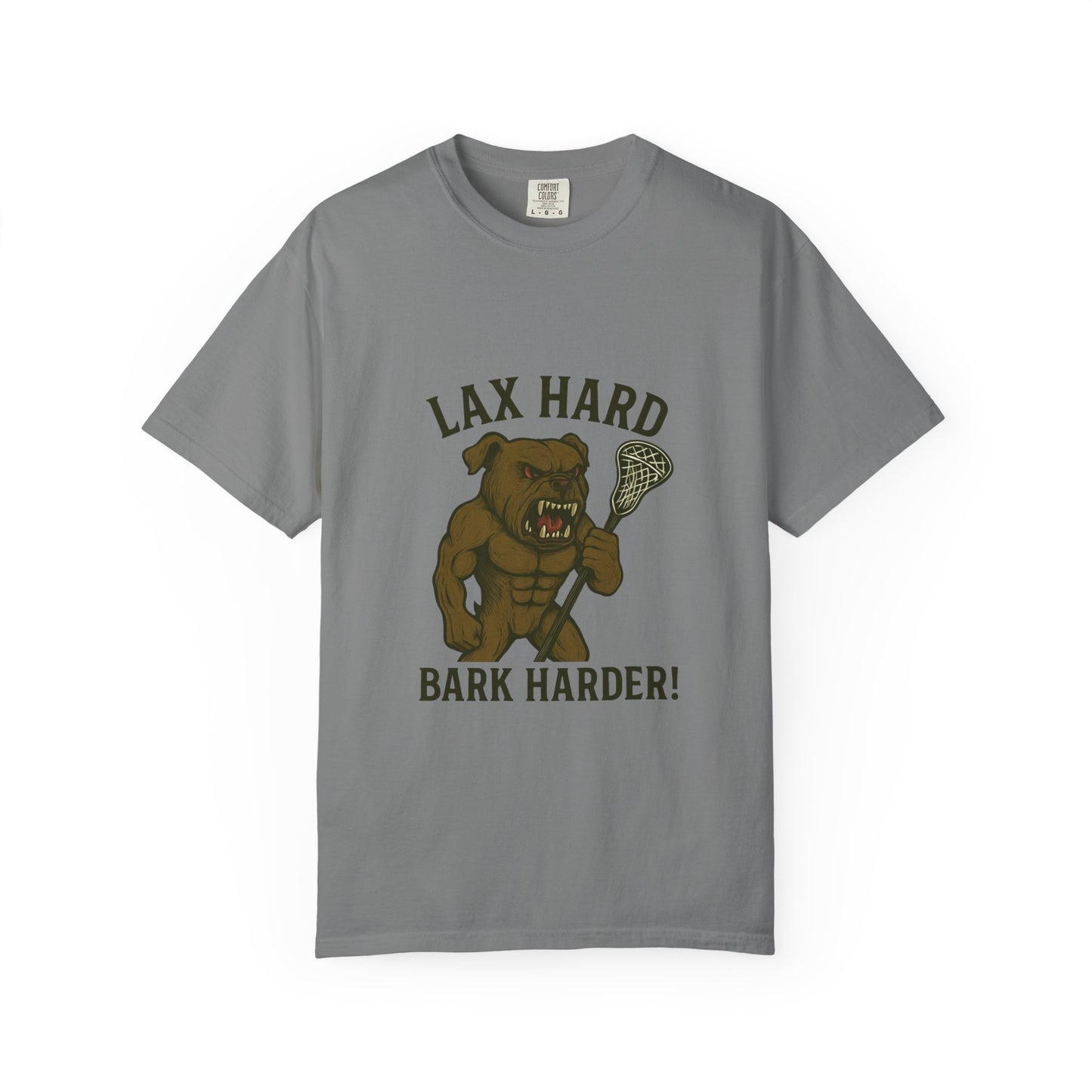 Men's T-Shirt- Lax Hard, Bark Harder