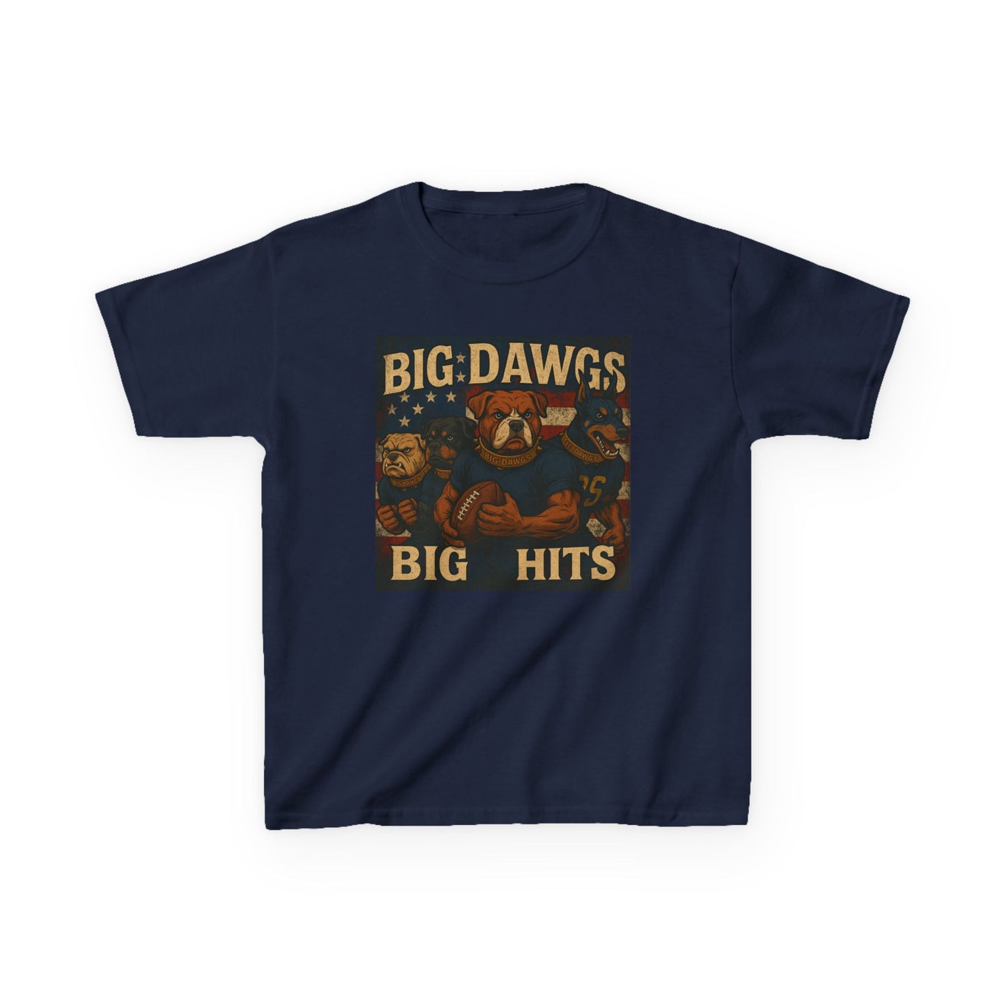 Big Dawgs Big Hits Kids Tee - Fun Cotton Shirt for Sports Events, Everyday Wear