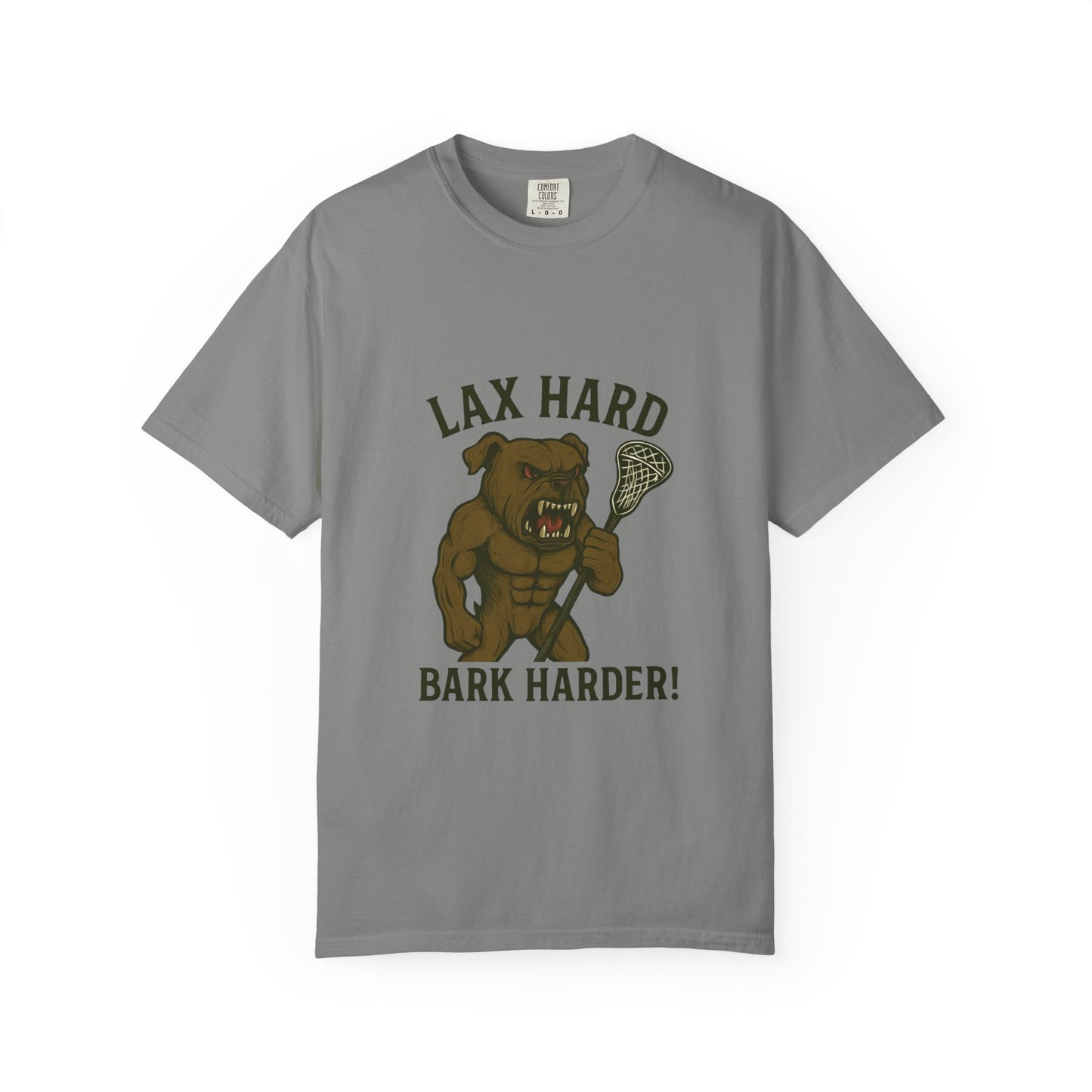 Men's T-Shirt- Lax Hard, Bark Harder