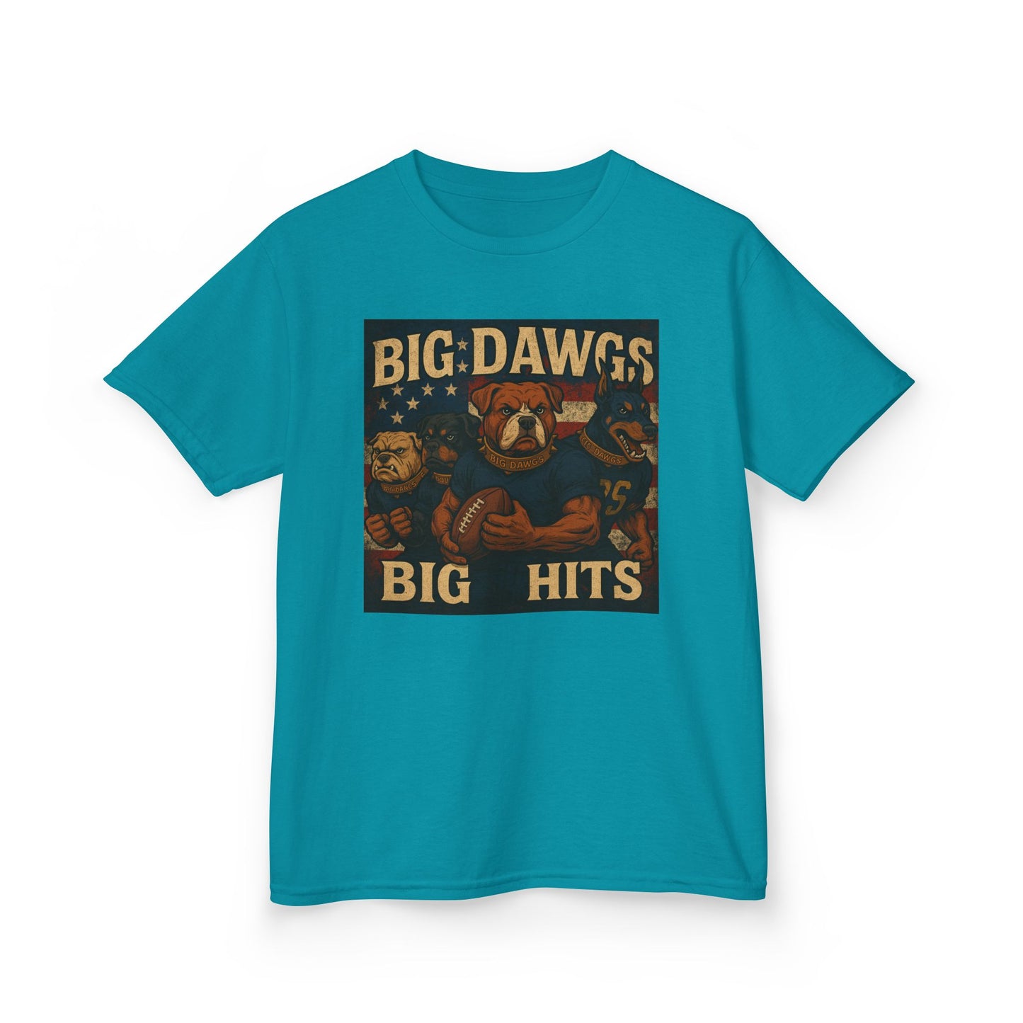 Kid's Football Graphic Tee - Big Dawgs Big Hits | Youth T-Shirt