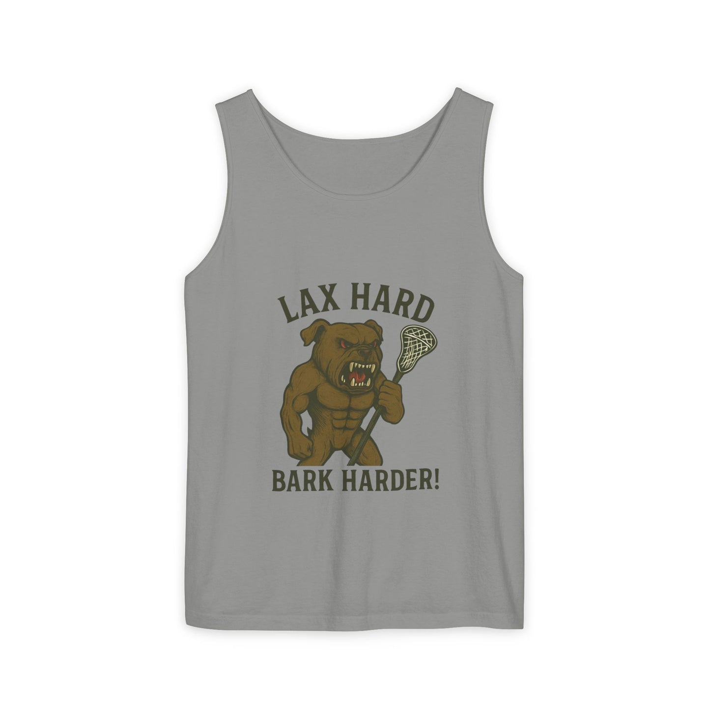 Men's Lacrosse Hard, Bark Harder Tank Top