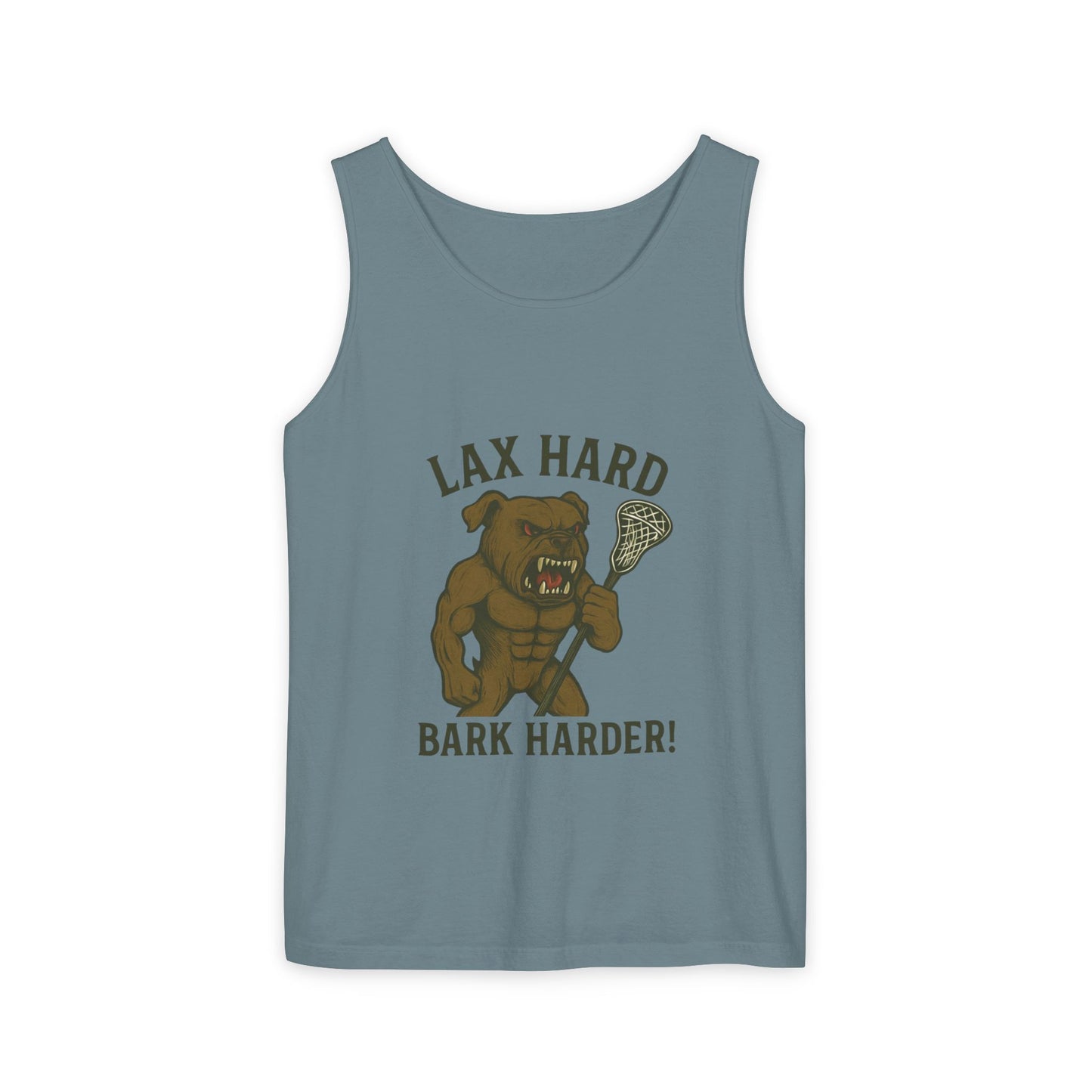 Men's Lacrosse Hard, Bark Harder Tank Top