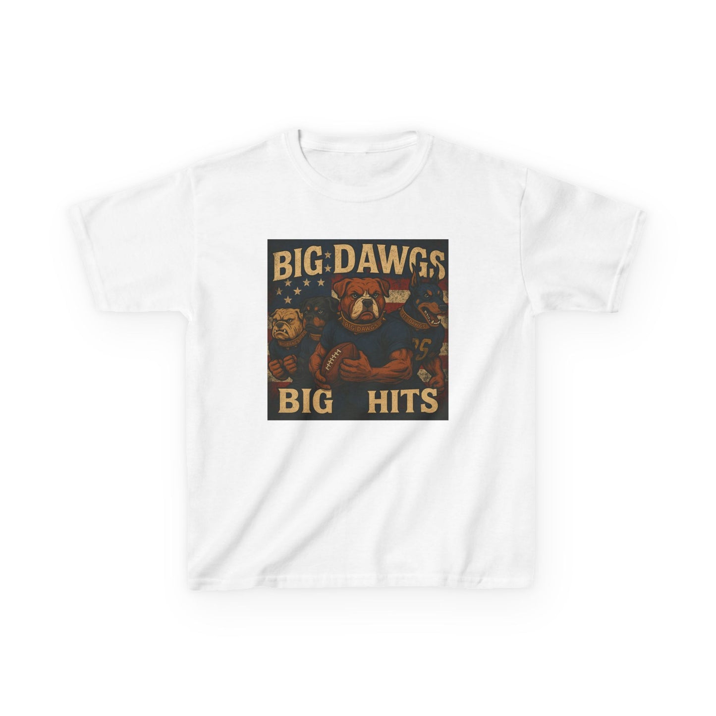 Big Dawgs Big Hits Kids Tee - Fun Cotton Shirt for Sports Events, Everyday Wear