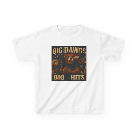 Big Dawgs Big Hits Kids Tee - Fun Cotton Shirt for Sports Events, Everyday Wear