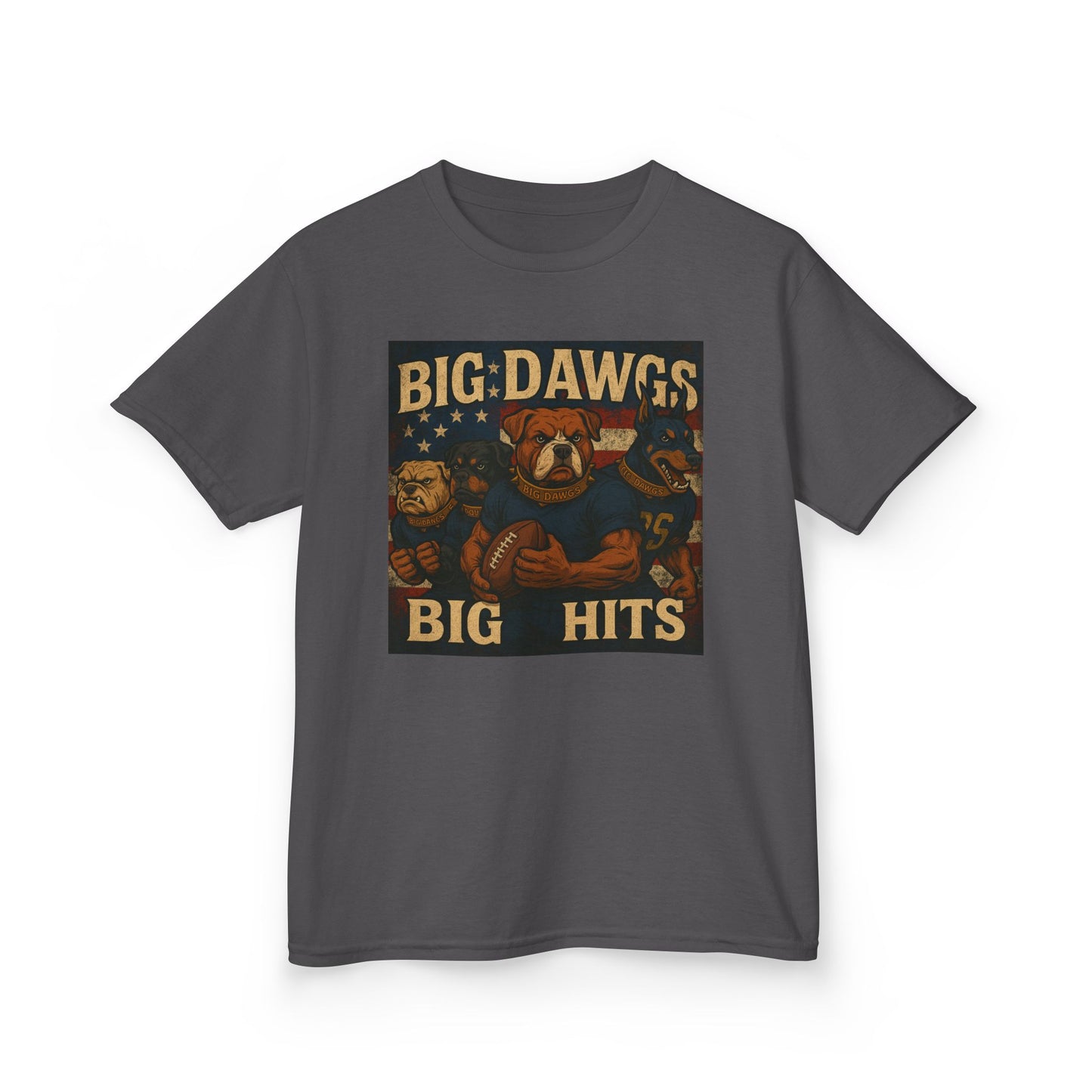 Big Dawgs Big Hits Kids Tee - Fun Cotton Shirt for Sports Events, Everyday Wear