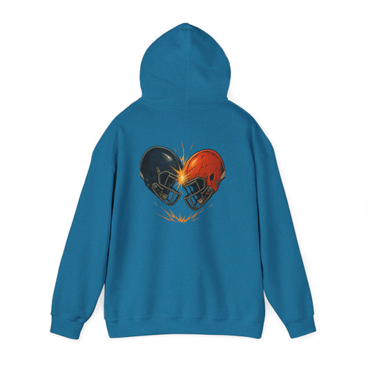 Unisex Football Fan Hoodie, Game Day Hoodie, Heart Helmet Design
