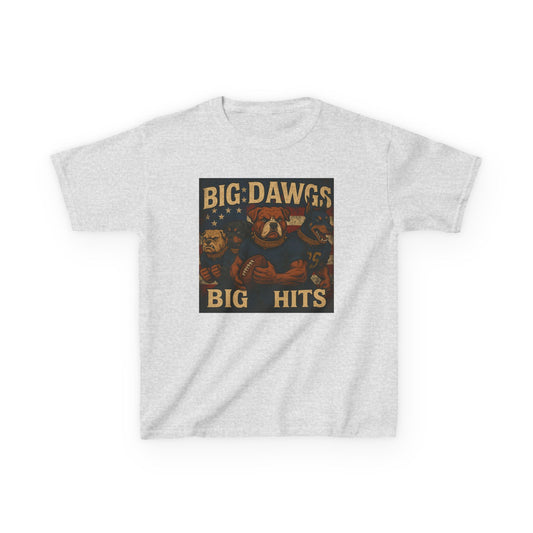 Kid's Football Graphic Tee - Big Dawgs Big Hits | Youth T-Shirt