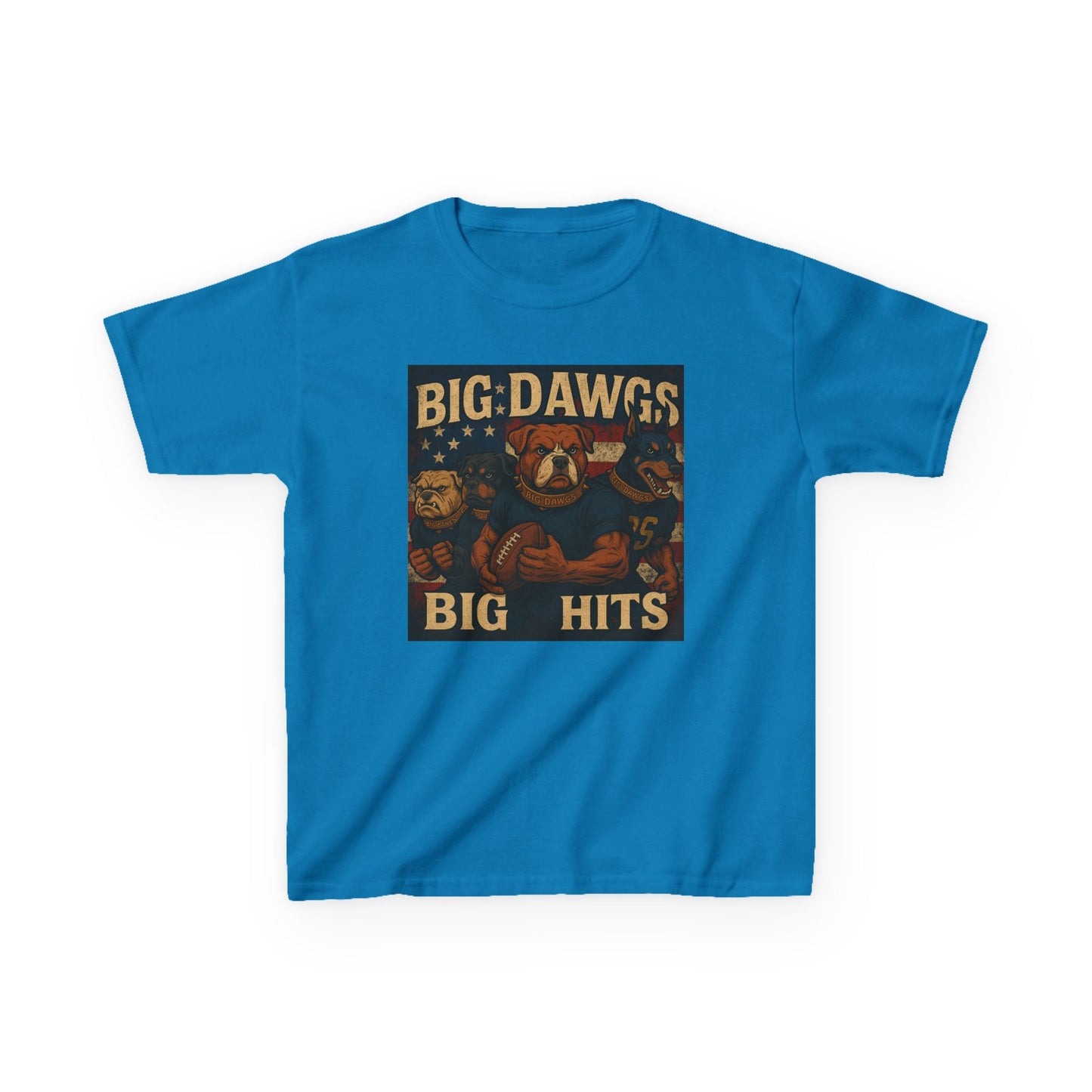 Big Dawgs Big Hits Kids Tee - Fun Cotton Shirt for Sports Events, Everyday Wear