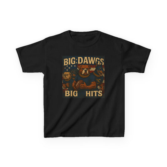 Big Dawgs Big Hits Kids Tee - Fun Cotton Shirt for Sports Events, Everyday Wear