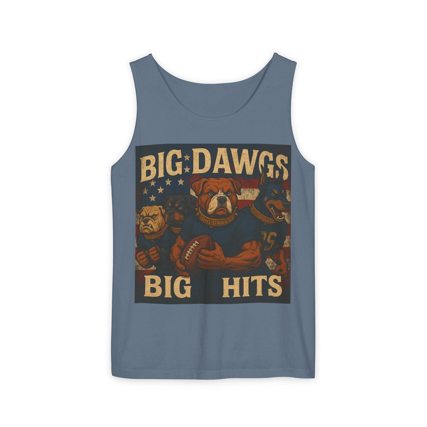 Big Dawgs Big Hits Tank Top- Men's Garment-Dyed Shirt, Casual Summer Wear, Graphic Apparel