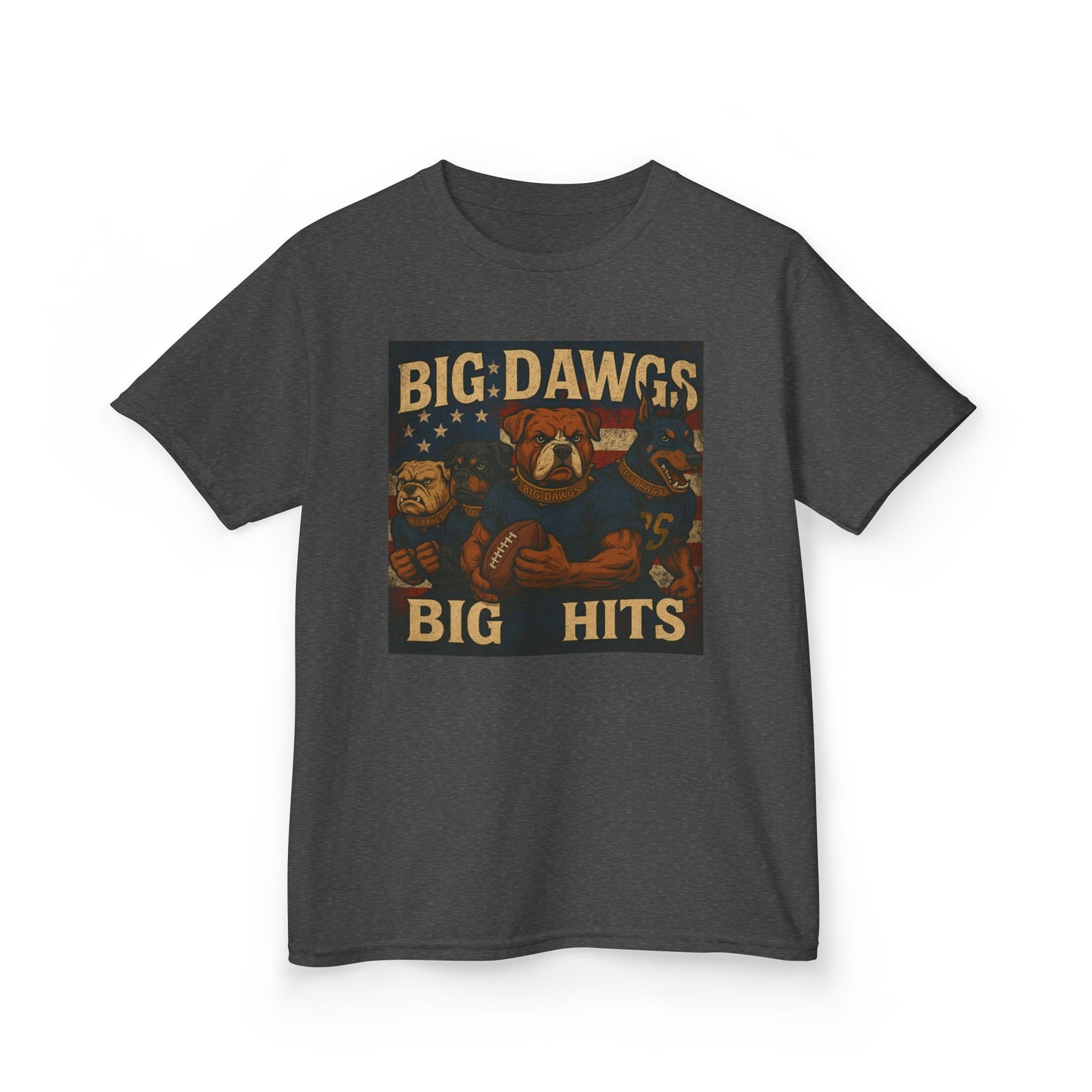 Big Dawgs Big Hits Kids Tee - Fun Cotton Shirt for Sports Events, Everyday Wear