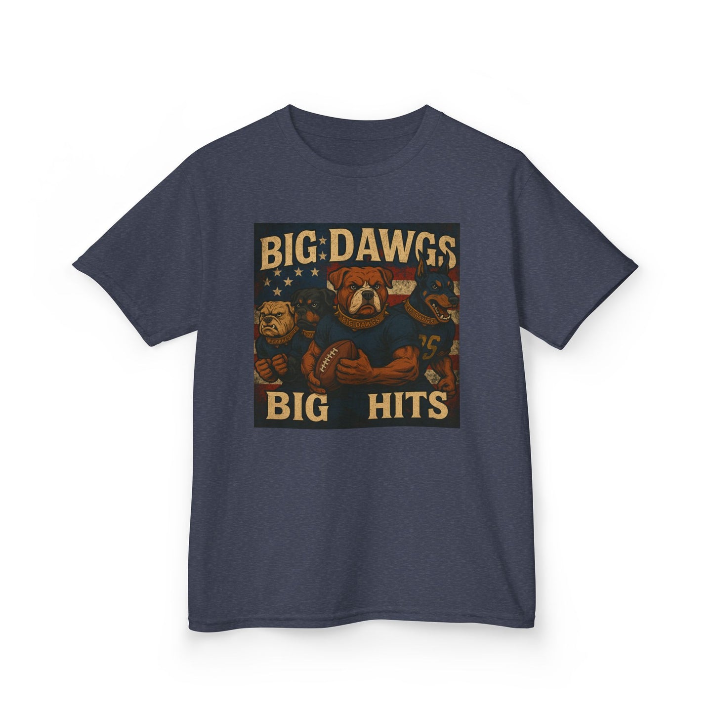 Big Dawgs Big Hits Kids Tee - Fun Cotton Shirt for Sports Events, Everyday Wear