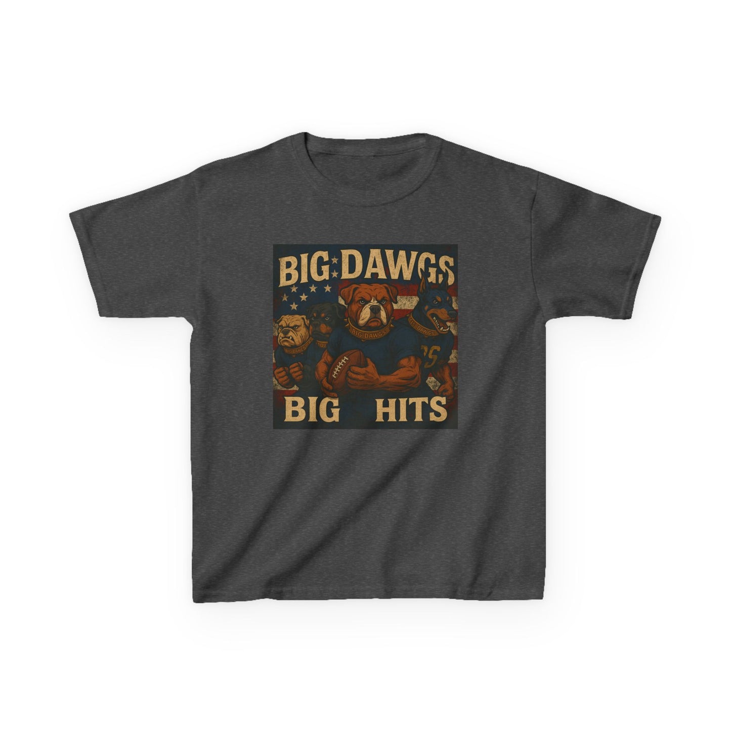 Big Dawgs Big Hits Kids Tee - Fun Cotton Shirt for Sports Events, Everyday Wear