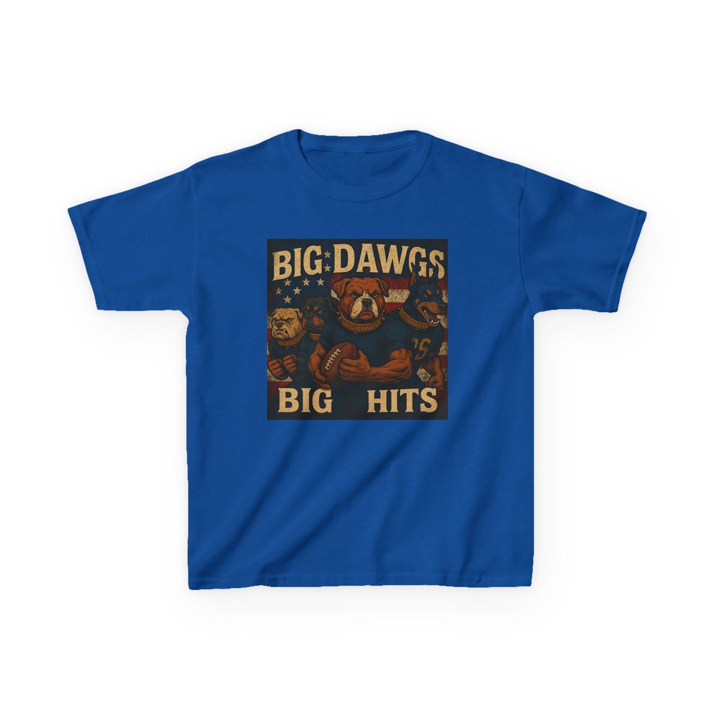Big Dawgs Big Hits Kids Tee - Fun Cotton Shirt for Sports Events, Everyday Wear