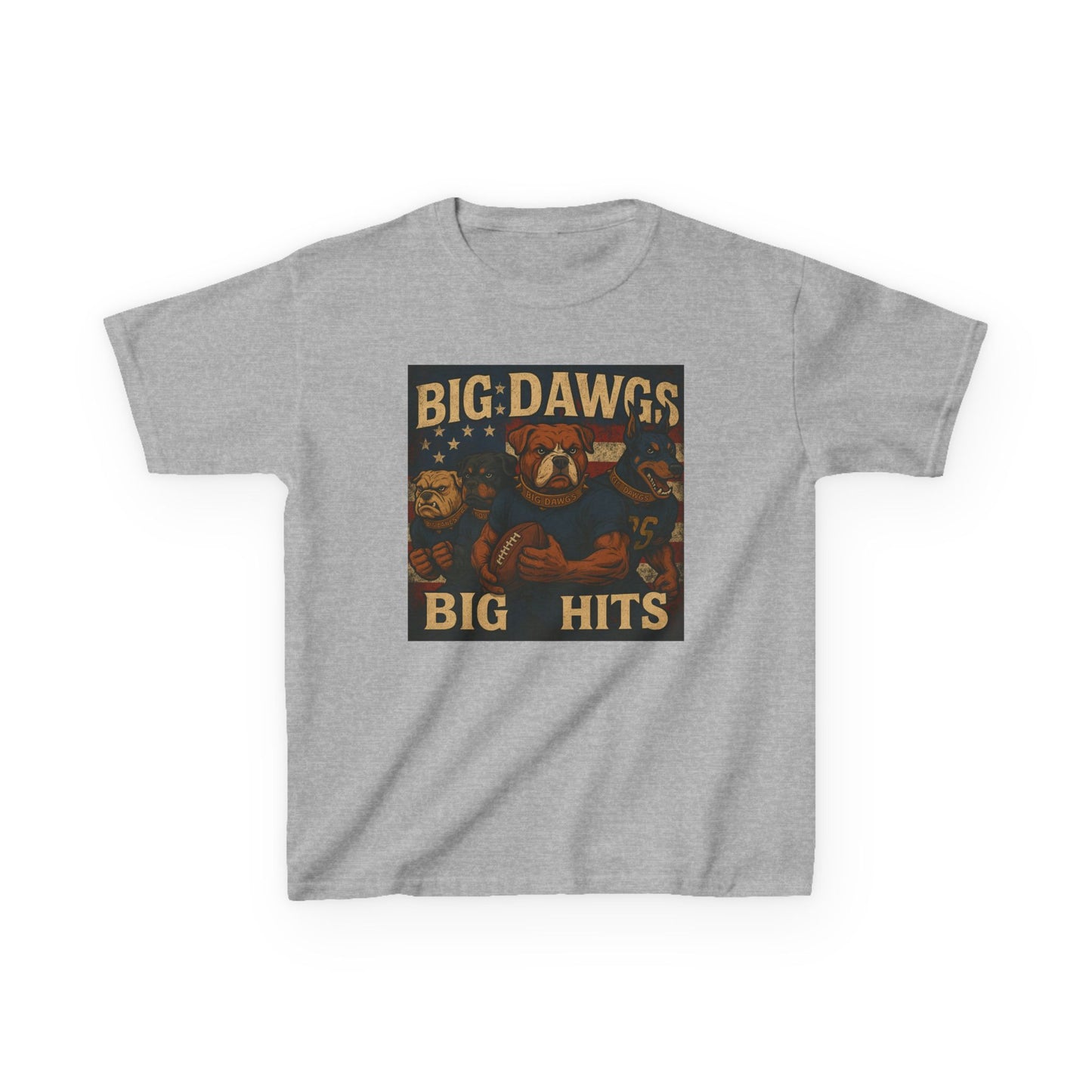Kid's Football Graphic Tee - Big Dawgs Big Hits | Youth T-Shirt