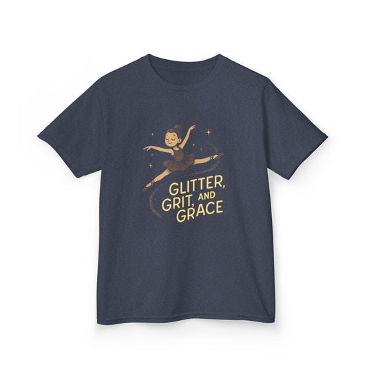Girls Dance Tee- Ballet Glitter Kids Tee - Glitter, Grit and Grace T-Shirt