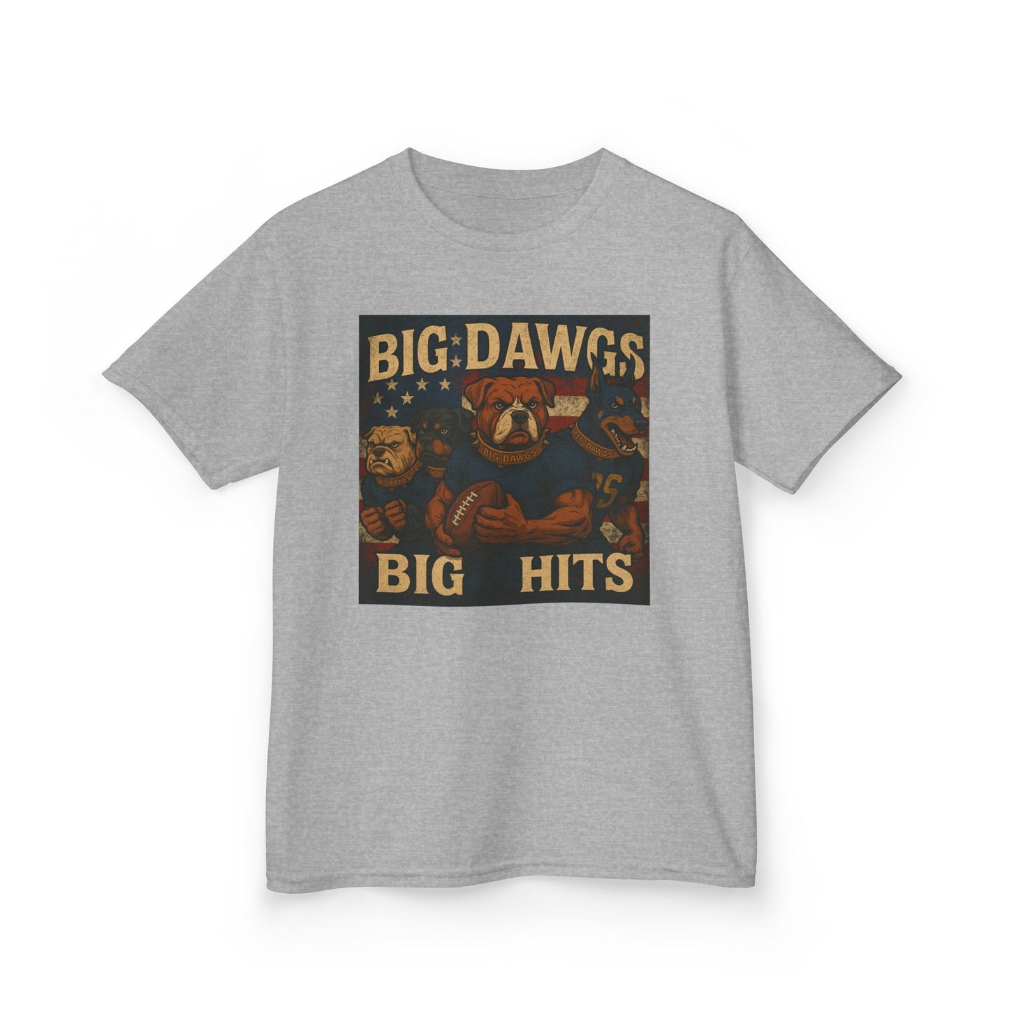 Kid's Football Graphic Tee - Big Dawgs Big Hits | Youth T-Shirt