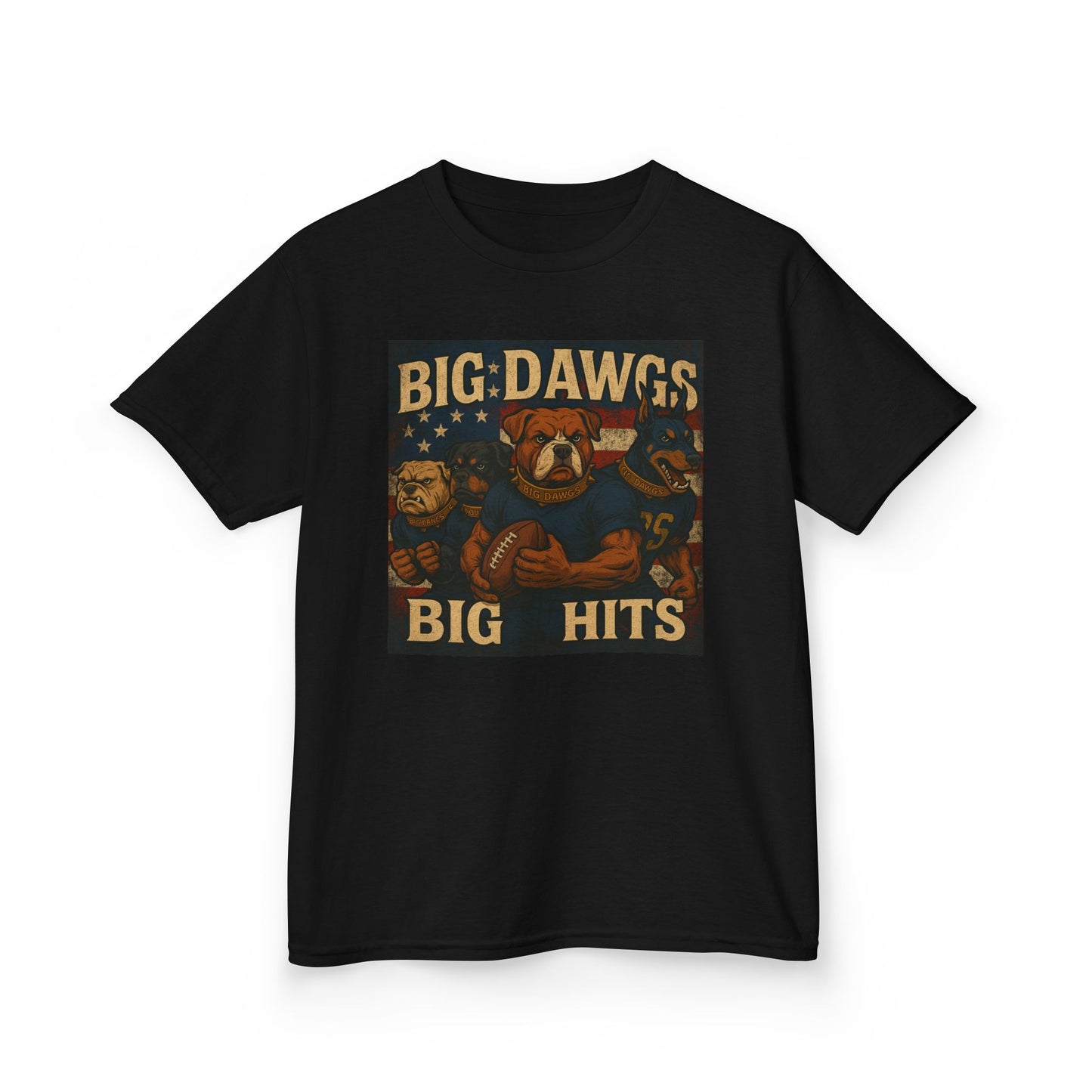 Big Dawgs Big Hits Kids Tee - Fun Cotton Shirt for Sports Events, Everyday Wear