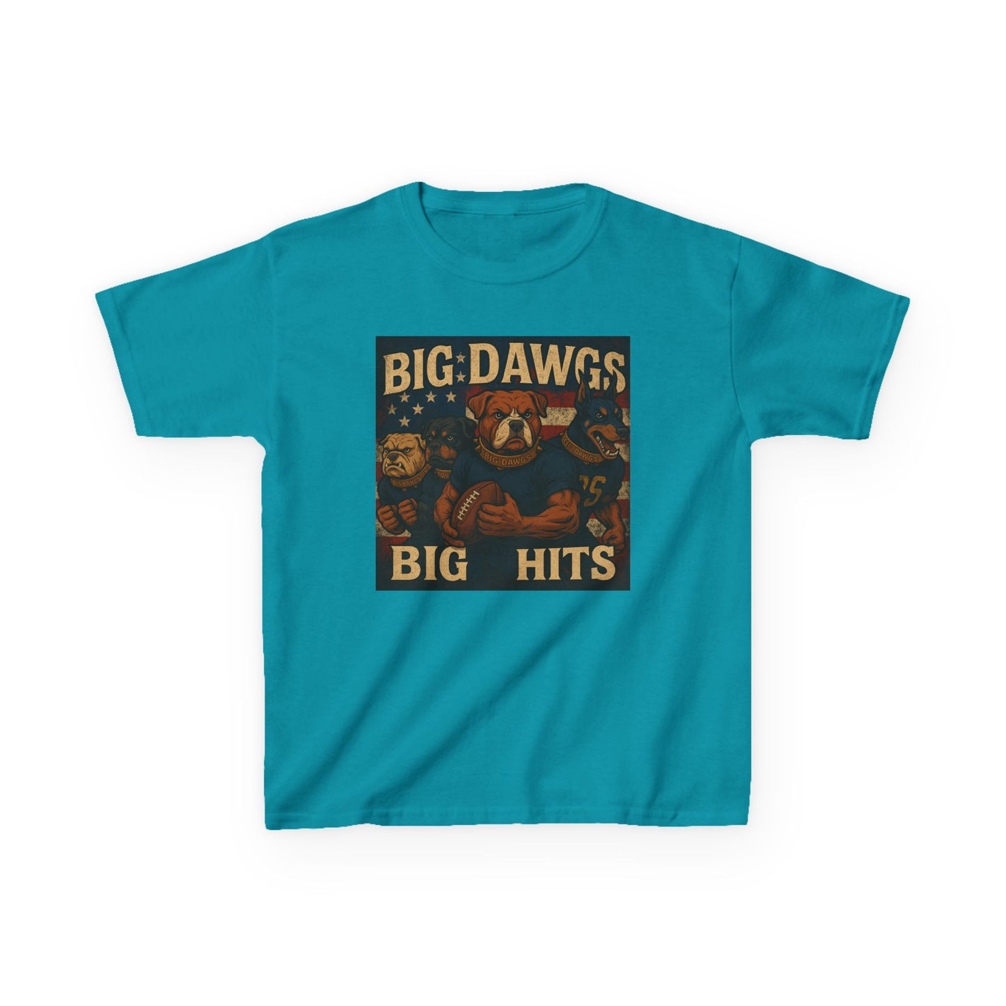 Kid's Football Graphic Tee - Big Dawgs Big Hits | Youth T-Shirt