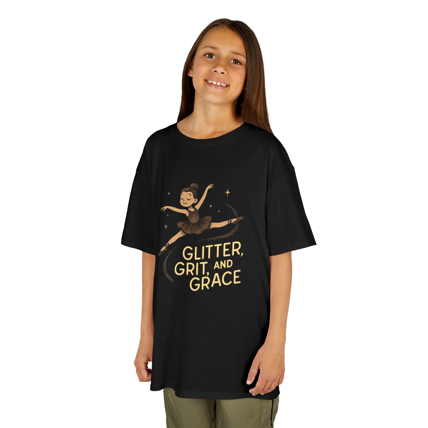 Girls Dance Tee- Ballet Glitter Kids Tee - Glitter, Grit and Grace T-Shirt
