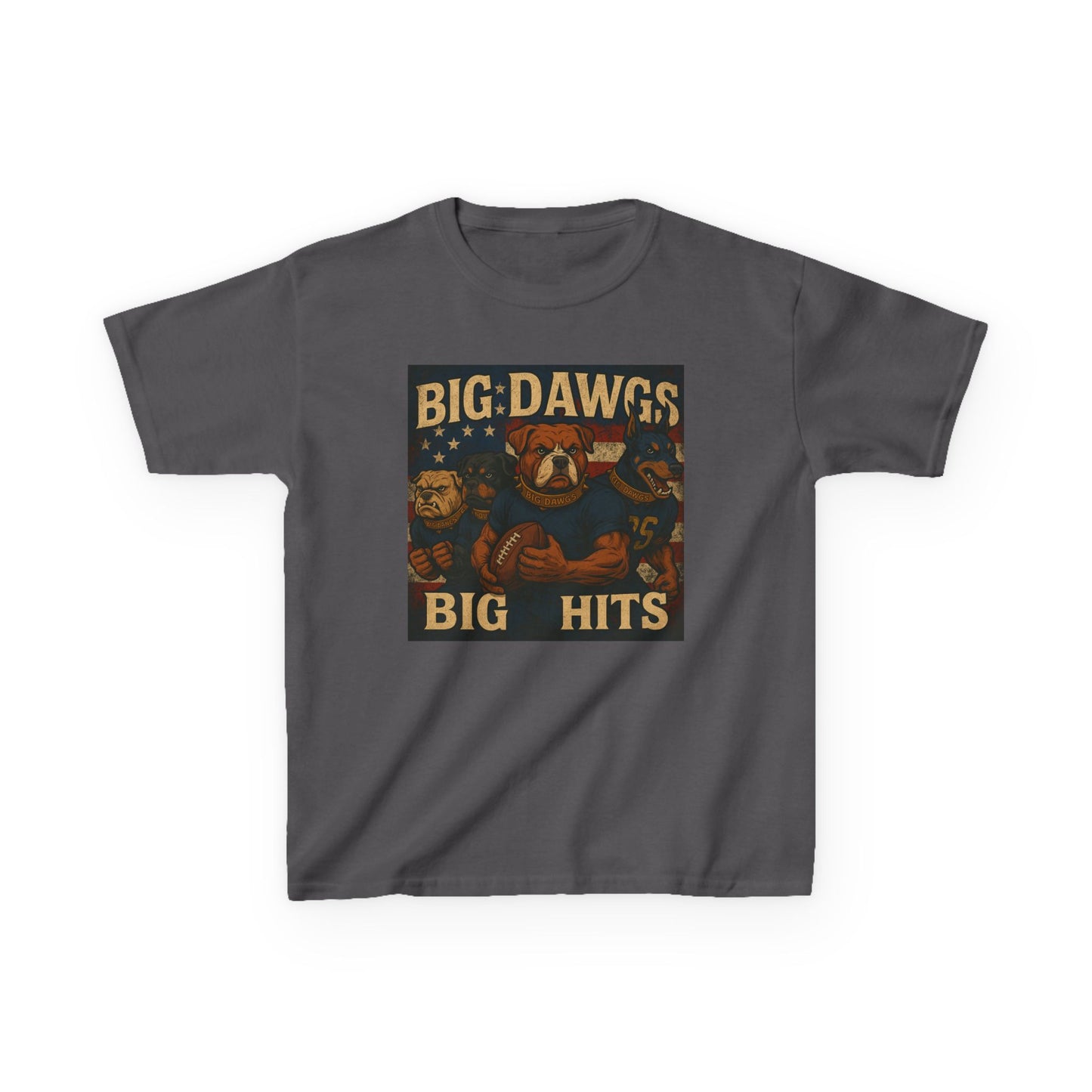 Big Dawgs Big Hits Kids Tee - Fun Cotton Shirt for Sports Events, Everyday Wear