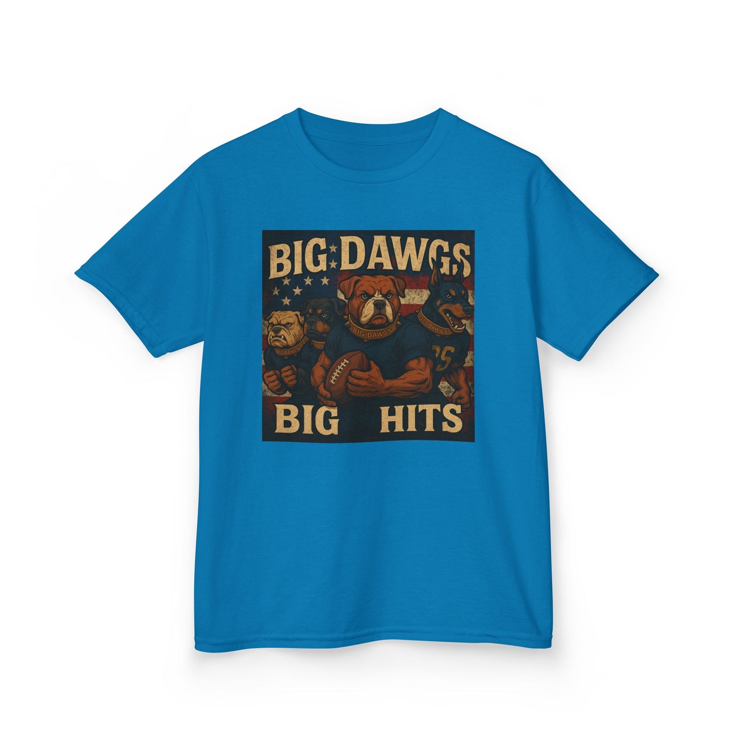 Big Dawgs Big Hits Kids Tee - Fun Cotton Shirt for Sports Events, Everyday Wear